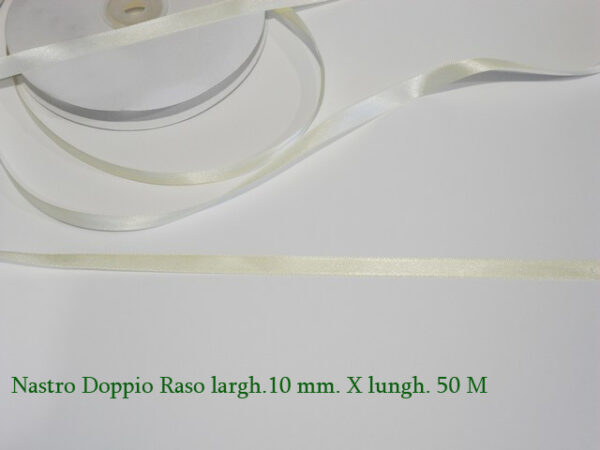 Nastro Doppio Raso 10 mm x 50 m – Panna