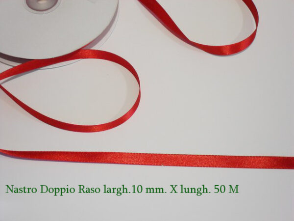 Nastro Doppio Raso 10 mm x 50 m – Rosso