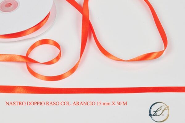 Nastro Doppio Raso 15 mm x 50 m – Arancio