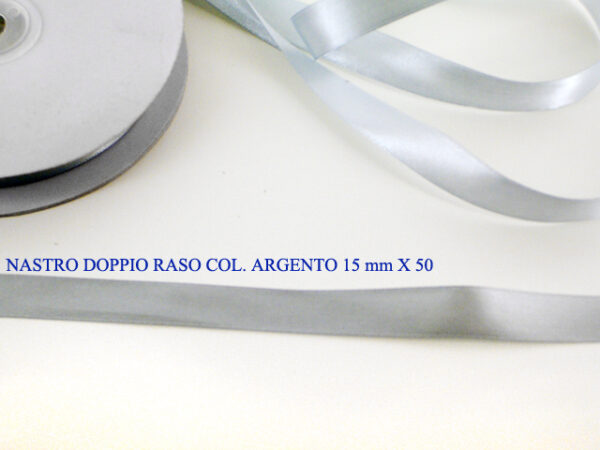 Nastro Doppio Raso 15 mm x 50 m – Argento