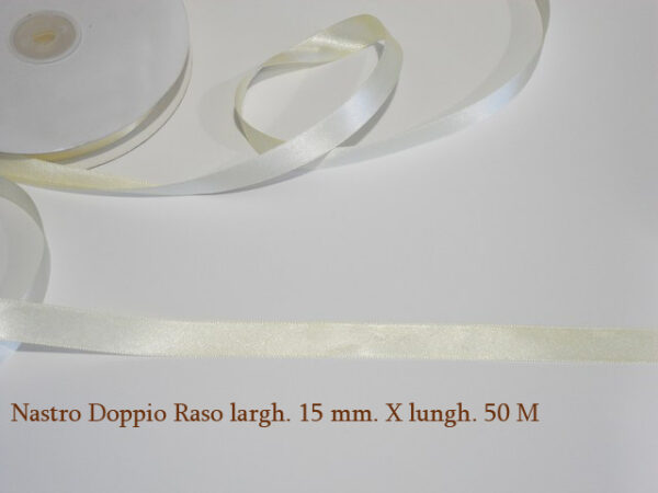 Nastro Doppio Raso 15 mm x 50 m – Panna