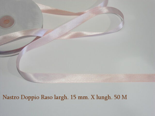 Nastro Doppio Raso 15 mm x 50 m – Rosa Chiaro