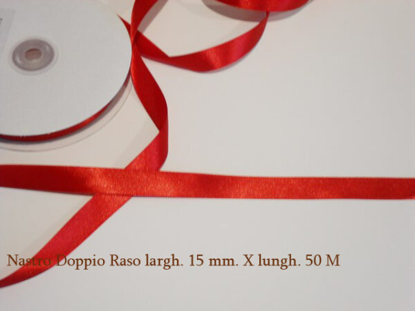 Nastro Doppio Raso 15 mm x 50 m – Rosso