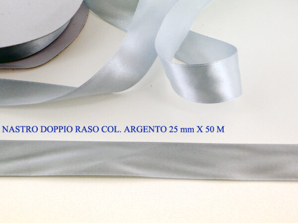 Nastro Doppio Raso 25 mm x 50 m – Argento