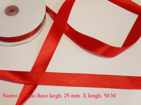 Nastro Doppio Raso 25 mm x 50 m – Rosso