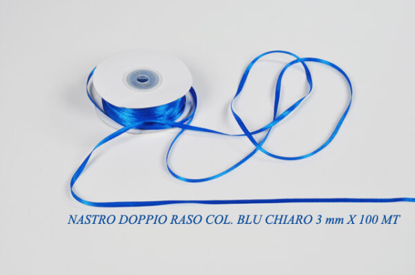 Nastro Doppio Raso Blu Chiaro 3 mm x 100 m