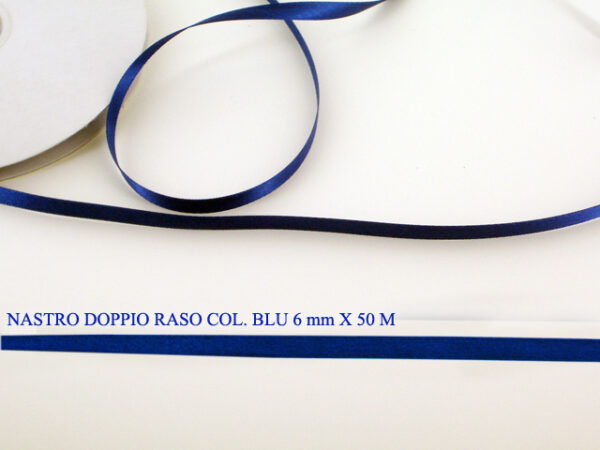 Nastro Doppio Raso Blu Scuro 6 mm x 50 m