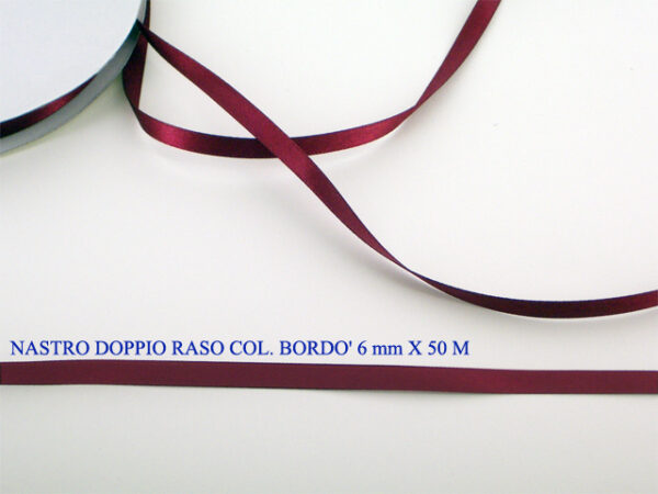 Nastro Doppio Raso Bordeaux 6 mm x 50 m