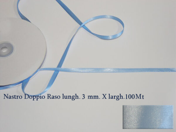 Nastro Doppio Raso Celeste 3 mm x 100 m