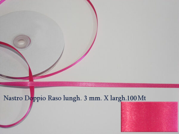 Nastro Doppio Raso Fucsia 3 mm x 100 m