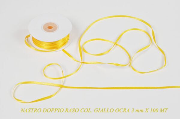 Nastro Doppio Raso Giallo Ocra 3 mm x 100 m