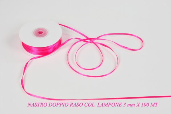 Nastro Doppio Raso Lampone 3 mm x 100 m