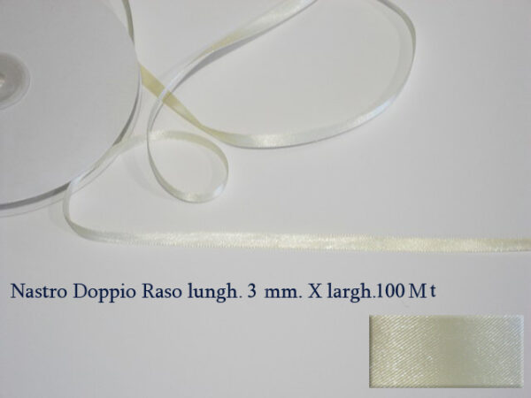 Nastro Doppio Raso Panna 3 mm x 100 m