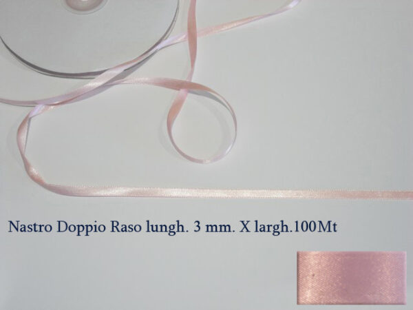 Nastro Doppio Raso Rosa Chiaro 3 mm x 100 m