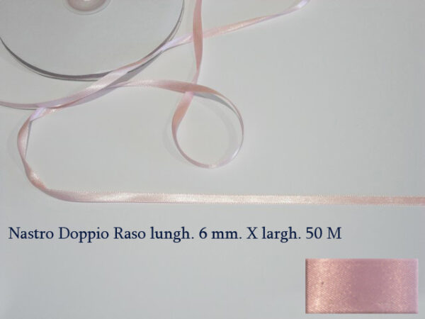 Nastro Doppio Raso Rosa Chiaro 6 mm x 50 m