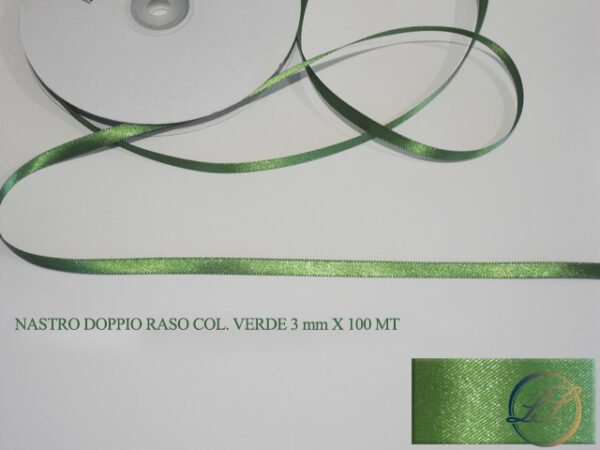 Nastro Doppio Raso Verde 3 mm x 100 m