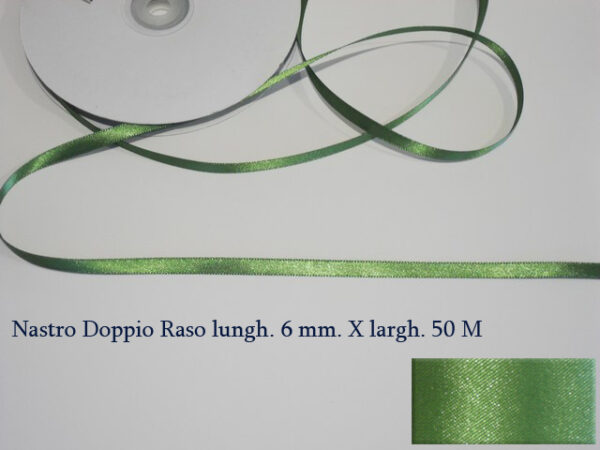 Nastro Doppio Raso Verde 6 mm x 50 m