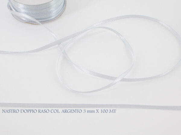 Nastro Doppio Raso Argento 3 mm x 100 m