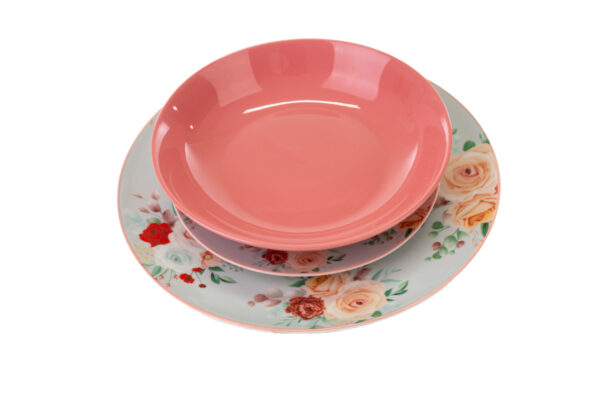 Set 18 PZ Piatti Decoro PINK & ROSES