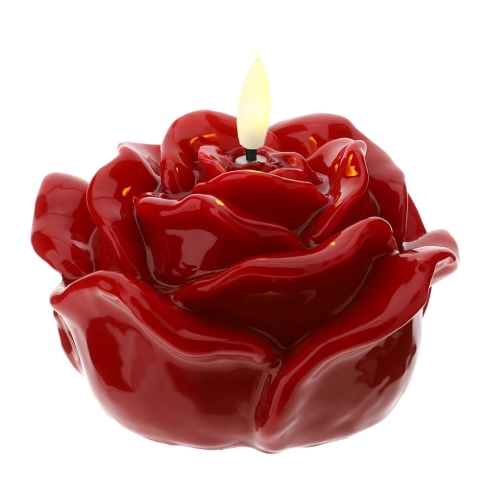 CANDELA LED ROSA LACCATA ROSSA 12X8CM